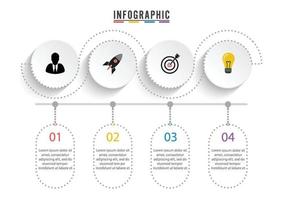 vetor de design infográfico e ícones de marketing podem ser usados para layout de fluxo de trabalho, diagrama, relatório anual, web design. conceito de negócio com 4 opções, etapas ou processos.