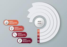 infográficos de negócios círculo ilustração em vetor estilo origami. pode ser usado para layout de fluxo de trabalho, banner, diagrama, opções de número, opções de intensificação, design de web.