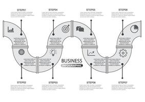 modelo de design de infográficos de linha do tempo com 8 opções, diagrama de processo, ilustração vetorial eps10 vetor