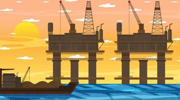 conceito de indústria de petróleo com plataforma de petróleo offshore vetor