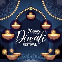 feliz banner do festival indiano de diwali vetor