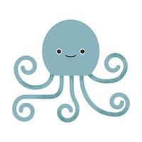 polvo azul com oito tentáculos. ilustração infantil de estilo geométrico de animal marinho. vetor