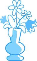 flores azuis em vaso objeto de vetor de cor semi plana