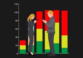 homem de negócios e mulher com fundo gráfico para ilustração vetorial de apresentação de negócios vetor