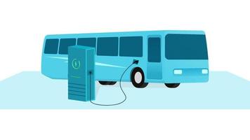 ônibus de transporte público carregando na estação de carregamento de veículos elétricos, veículo no ponto de carga ev, ilustração vetorial de negócios em fundo branco. vetor