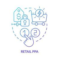 ícone de conceito gradiente azul ppa varejo. comprar energia limpa. poder compra acordo definição idéia abstrata ilustração de linha fina. desenho de contorno isolado. inúmeras fontes pró-negrito usadas vetor