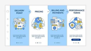 modelo de integração azul e branco de vendas ppa. termos financeiros. site móvel responsivo com ícones de conceito linear. passo a passo da página da web telas de 4 etapas. fontes regulares em negrito usadas vetor