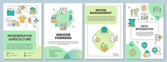 modelo de folheto verde de tendências agrícolas. desenvolvimento da indústria. design de folheto com ícones lineares. 4 layouts vetoriais para apresentação, relatórios anuais. arial-negrito, inúmeras fontes pró-regulares usadas vetor