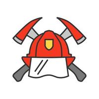 ícone de cor da cruz maltesa de bombeiros. capacete de proteção e eixos cruzados. emblema do corpo de bombeiros. ilustração vetorial isolada vetor