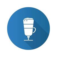 ícone de glifo de sombra longa de design plano de latte macchiato. café. ilustração em vetor silhueta