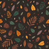 padrão de folhas de outono - escuro vetor