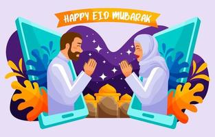 feliz eid mubarak conceito de saudação online vetor