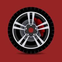 pneu de carro em vetor, vistas laterais. pneus de veículos vetoriais, componentes redondos ao redor do aro da roda, proporcionam tração na superfície. roda de borracha do transporte,