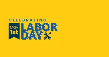 comemorando o modelo de design do dia do trabalho de 1º de maio da américa, as ferramentas do trabalhador são projetadas em um fundo amarelo, banner publicitário para venda. vetor