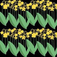 vetor sem costura padrão geométrico flores de jardim cor amarela em fundo preto