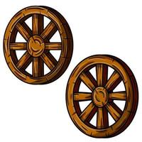 conjunto de rodas de carrinho de madeira velhas. vetor