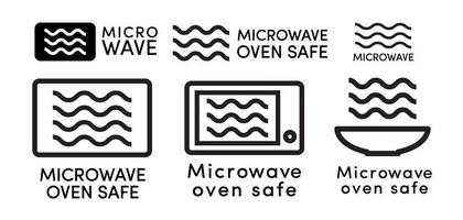 vetor de ícone seguro de forno de microondas definir estilo de linha
