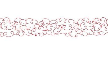céu tibetano padrão sem costura estilo elegante linha vermelha vetor
