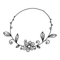coroa de flores em estilo doodle vetor