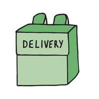 ilustração vetorial de entrega de comida em estilo doodle vetor