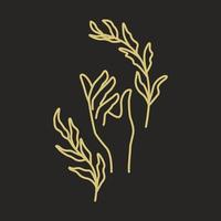 mão de decoração mágica dourada com ilustração vetorial de folhas vetor