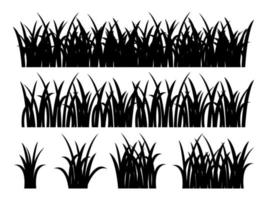 conjunto de vetores de silhueta de grama