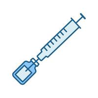 ícone de cor de vacina. seringa com frasco de medicamento. tétano, imunização bcg, vacinação. medicamentos, injeção de drogas. ilustração vetorial isolada vetor
