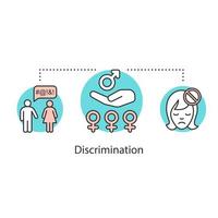 ícone do conceito de discriminação sexual. ilustração de linha fina de idéia de política de gênero. sexismo. violência sexual. desenho de contorno isolado de vetor