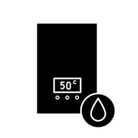 ícone de glifo de aquecedor de água elétrico. água de aquecimento. caldeira doméstica. símbolo de silhueta. espaço negativo. ilustração vetorial isolada vetor