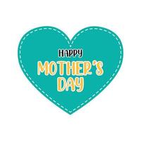 feliz dia das mães com coração azul vetor