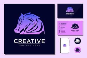 conceito de design de logotipo de cavalo de cabeça criativa vetor