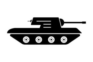 ícone de silhueta de tanque militar. pictograma de força do veículo panzer. símbolo preto do exército do tanque. ícone de metralhadora armada. logotipo de transporte do exército. munição de guerra de defesa. ilustração vetorial isolado. vetor