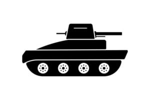 ícone de silhueta de tanque militar. pictograma de força do veículo panzer. símbolo preto do exército do tanque. ícone de metralhadora armada. logotipo de transporte do exército. munição de guerra de defesa. ilustração vetorial isolado.