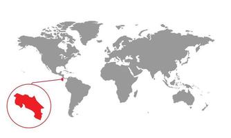 foco do mapa da costa rica. mapa do mundo isolado. isolado no fundo branco. ilustração vetorial. vetor