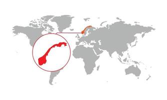 foco do mapa da noruega. mapa do mundo isolado. isolado no fundo branco. ilustração vetorial. vetor