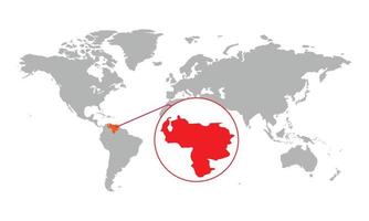 foco do mapa da venezuela. mapa do mundo isolado. isolado no fundo branco. ilustração vetorial. vetor
