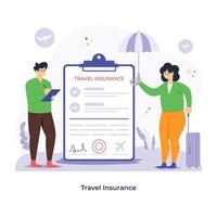 ilustração de seguro de viagem projetada em estilo simples vetor