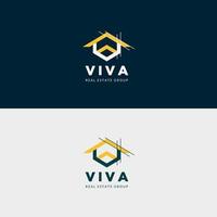 carta v modelo de design de logotipo de construção imobiliária. arranha-céus de silhueta de edifícios da cidade. negócios imobiliários do escritório comercial central da logotype finance. vetor