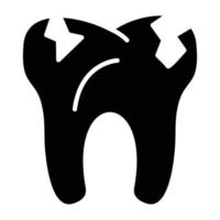 estilo de ícone de dente quebrado vetor