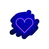 tipo de ícone de coração rosa neon led. azul da meia noite. ícone de néon realista. show noturno de ícone de símbolo de amor e coração de néon. isolado no fundo branco. vetor