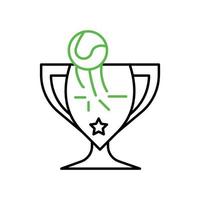 ícone de troféu de tênis com bola de tênis. este ícone é o símbolo da sua partida de tênis. ícone de competição esportiva. traço editável. logotipo, web e aplicativo. vetor