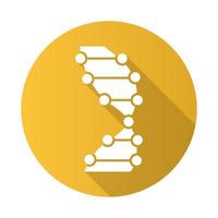 ícone de glifo de sombra longa de design plano amarelo hélice de dna. z-dna. pontos conectados, linhas. desoxirribonucleico, ácido nucleico. cromossoma. biologia molecular. Código genético. genética. ilustração em vetor silhueta