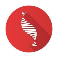 dna espiral vertente vermelha design plano ícone de glifo sombra longa. desoxirribonucleico, tiras de hélice de ácido nucleico. cromossoma. biologia molecular. Código genético. genoma. genética. ilustração em vetor silhueta