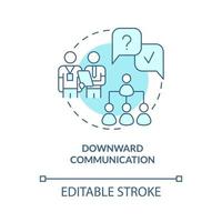 ícone de conceito turquesa de comunicação para baixo. conversa de negócios tipo idéia abstrata ilustração de linha fina. desenho de contorno isolado. traço editável. arial, uma miríade de fontes pró-negrito usadas vetor
