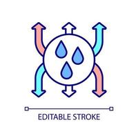 ícone de cor rgb de fontes de água de emergência. gestão de cheias. recipientes de bebidas. distribuição de suprimentos. ilustração vetorial isolado. desenho de linha preenchido simples. traço editável. fonte arial usada vetor