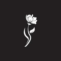 ícone de flor e símbolo com fundo preto vetor