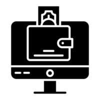 ícone de glifo de carteira digital vetor