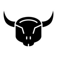 ícone de glifo de crânio de touro vetor