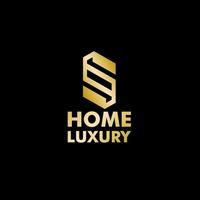 logotipo de luxo hohome com ícone de ouro, luxo vectorme vetor