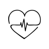 ícone de linha fina de pulso de coração isolado no fundo branco - vetor